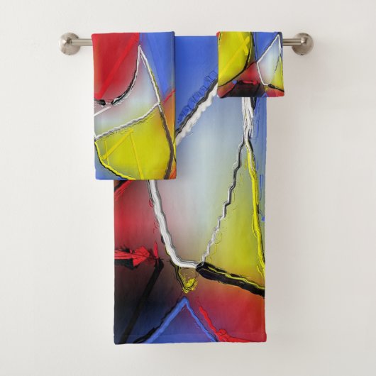 Rode, gele, zwarte en blauwe handdoeken (Insitu)