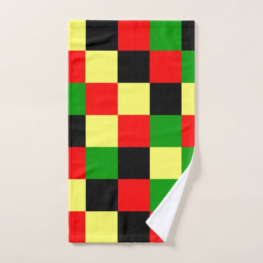 Rode, gele, zwarte en groene cheques bad handdoek (Handdoek)