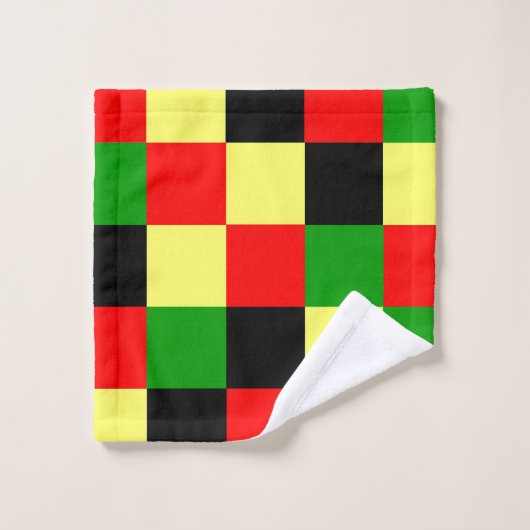 Rode, gele, zwarte en groene cheques bad handdoek (Wasdoekje)