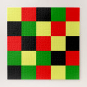 Rode, gele, zwarte en groene cheques legpuzzel (Horizontaal)
