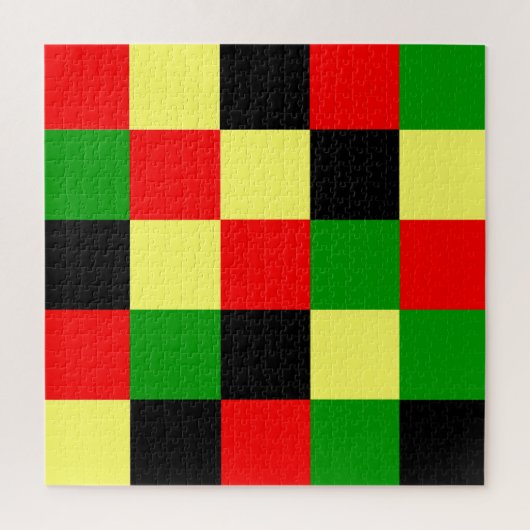 Rode, gele, zwarte en groene cheques legpuzzel (Verticaal)