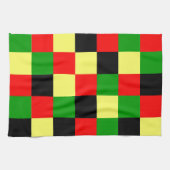 Rode, gele, zwarte en groene cheques theedoek (Horizontaal)