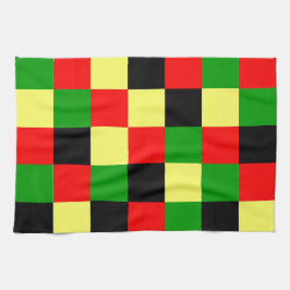 Rode, gele, zwarte en groene cheques theedoek