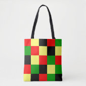 Rode, gele, zwarte en groene cheques tote bag (Voorkant)