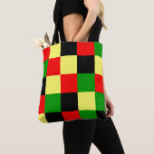 Rode, gele, zwarte en groene cheques tote bag (Dichtbij)