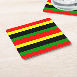 Rode, gele, zwarte en groene strepen kartonnen onderzetters