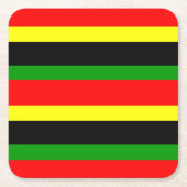 Rode, gele, zwarte en groene strepen kartonnen onderzetters (Voorkant)