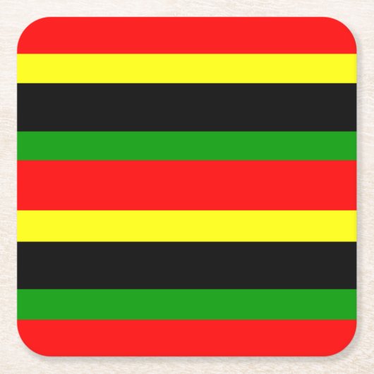 Rode, gele, zwarte en groene strepen kartonnen onderzetters (Voorkant)