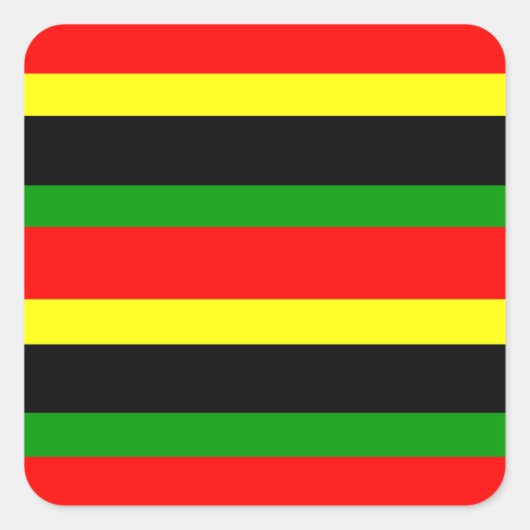 Rode, gele, zwarte en groene strepen vierkante sticker (Voorkant)