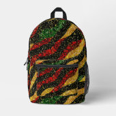 Rode Gele Zwarte Golven van Feestelijke Glitter Bedrukte Rugzak (Voorkant)