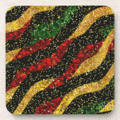 Rode Gele Zwarte Golven van Feestelijke Glitter Bier Onderzetter (Voorkant)