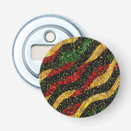 Rode Gele Zwarte Golven van Feestelijke Glitter Button Flesopener