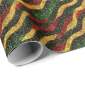 Rode Gele Zwarte Golven van Feestelijke Glitter Cadeaupapier (Rol Hoek)