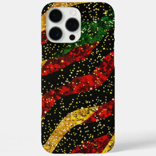 Rode Gele Zwarte Golven van Feestelijke Glitter iPhone 16 Pro Max Hoesje