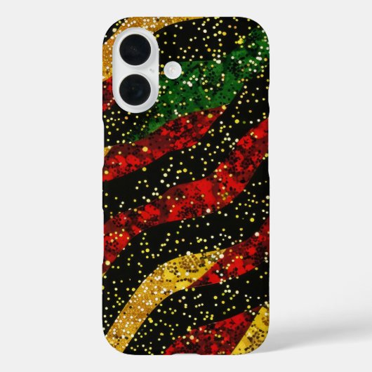 Rode Gele Zwarte Golven van Feestelijke Glitter Case-Mate iPhone Case (Achterkant)