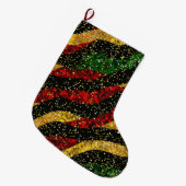 Rode Gele Zwarte Golven van Feestelijke Glitter Grote Kerstsok (Voorkant (Hangend))