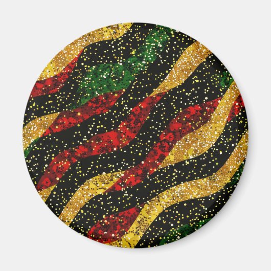 Rode Gele Zwarte Golven van Feestelijke Glitter Magneet (Voorkant)