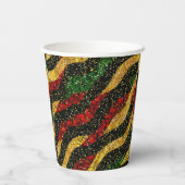 Rode Gele Zwarte Golven van Feestelijke Glitter Papieren Bekers (Achterkant)