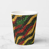 Rode Gele Zwarte Golven van Feestelijke Glitter Papieren Bekers (Voorkant)