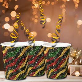 Rode Gele Zwarte Golven van Feestelijke Glitter Papieren Bekers