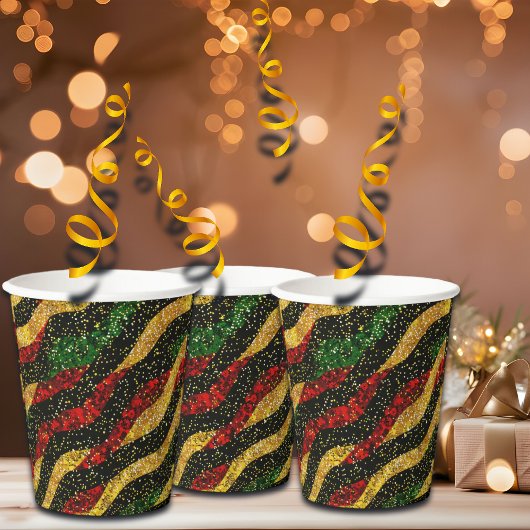 Rode Gele Zwarte Golven van Feestelijke Glitter Papieren Bekers