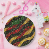 Rode Gele Zwarte Golven van Feestelijke Glitter Papieren Bordje (Feest)