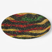 Rode Gele Zwarte Golven van Feestelijke Glitter Papieren Bordje (Gekanteld)