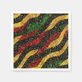 Rode Gele Zwarte Golven van Feestelijke Glitter Servet (Voorkant)