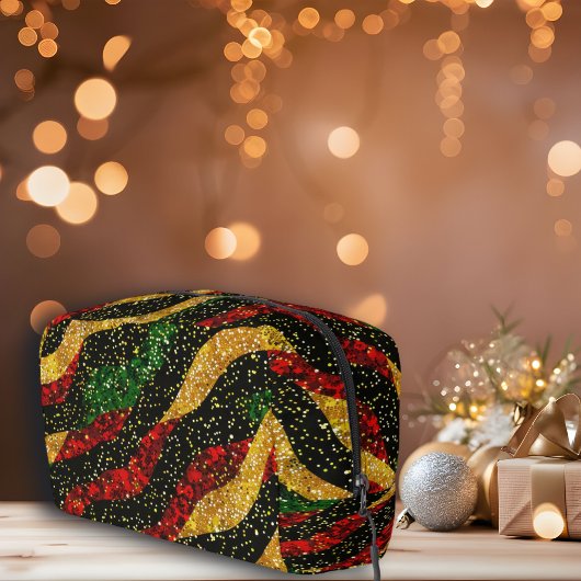 Rode Gele Zwarte Golven van Feestelijke Glitter Toilettasje