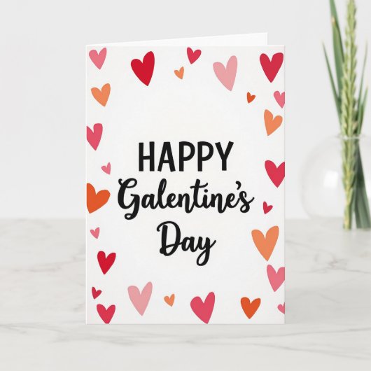 Rode Gelukkig Galentines Dag Kaart (Voorkant)