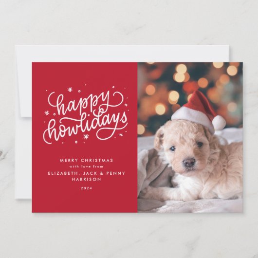 Rode Gelukkige Hoevlendagen Kerstmis Feestdagenkaart (Voorkant)