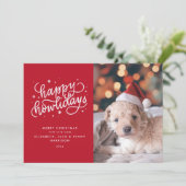 Rode Gelukkige Hoevlendagen Kerstmis Feestdagenkaart (Staand voorkant)