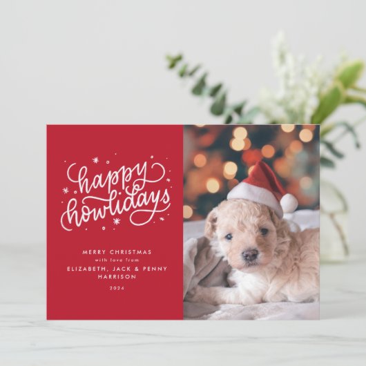 Rode Gelukkige Hoevlendagen Kerstmis Feestdagenkaart (Staand voorkant)