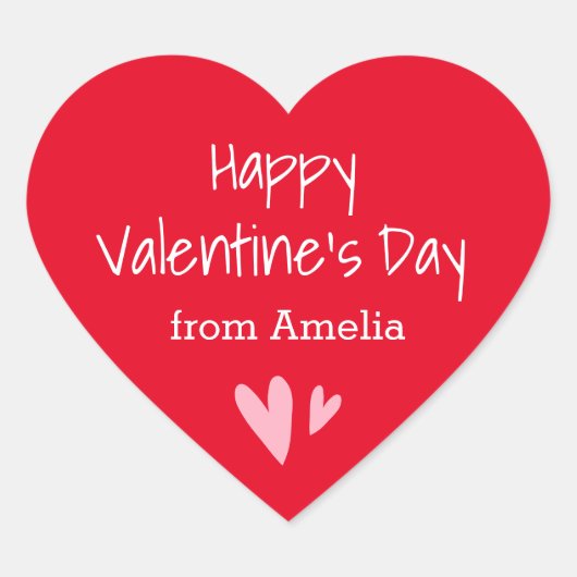 Rode Gelukkige Valentijnsdag van douanenaam Hart Sticker (Voorkant)