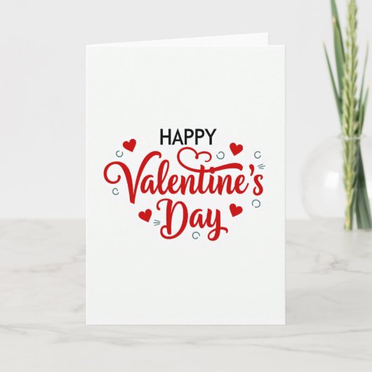 Rode Gelukkige Valentijnsdagkaart met Script Kaart (Voorkant)