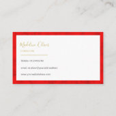 Rode, gematigde, stijlvolle gouden kleur visitekaartje (Achterkant)