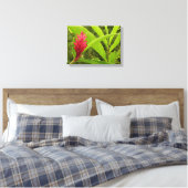 Rode gember bloem (Alpinia) tropisch Canvas Afdruk (Insitu (Slaapkamer))