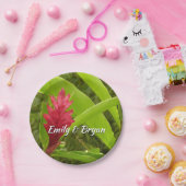 Rode gember bloem (Alpinia) tropisch Papieren Bordje (Feest)