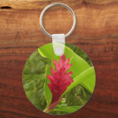Rode gember bloem (Alpinia) tropisch Sleutelhanger (Voorkant)