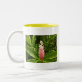 Rode gember bloem (Alpinia) tropisch Tweekleurige Koffiemok (Links)