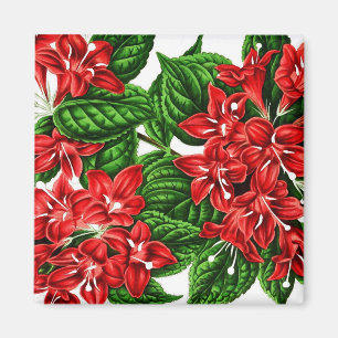 Rode gember bloemen, gedrukt magneet