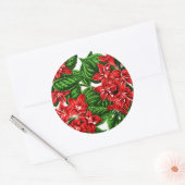 Rode gember bloemen,  gedrukt ronde sticker (Envelop)