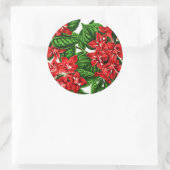 Rode gember bloemen,  gedrukt ronde sticker (Tas)