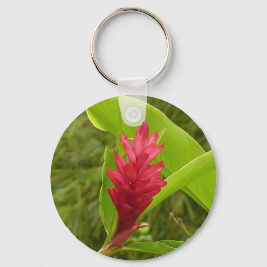 Rode gemberbloem (Alpinia) Tropisch Sleutelhanger (Voorkant)