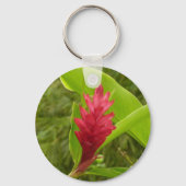 Rode gemberbloem (Alpinia) Tropisch Sleutelhanger (Achterkant)