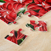 Rode gemberbloemen, vintage print legpuzzel (Zijkant)