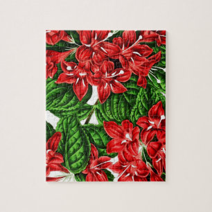 Rode gemberbloemen, vintage print legpuzzel