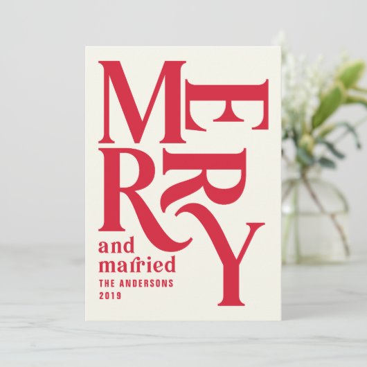 Rode  genade en gehuwde bruiloft aankondiging (Staand voorkant)