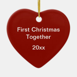 Rode geneste zeshoeken eerste kerst hart-vormige keramisch ornament