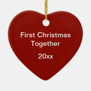 Rode geneste zeshoeken eerste kerst hart-vormige keramisch ornament
